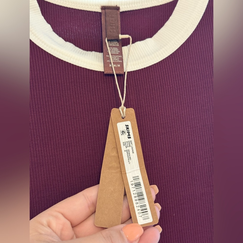 SKIMS Soft Lounge Ringer Tank Mini Dress in Maroon - Picture 3 of 4